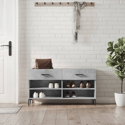 betonszürke szerelt fa cipőpolc 102 x 35 x 55 cm