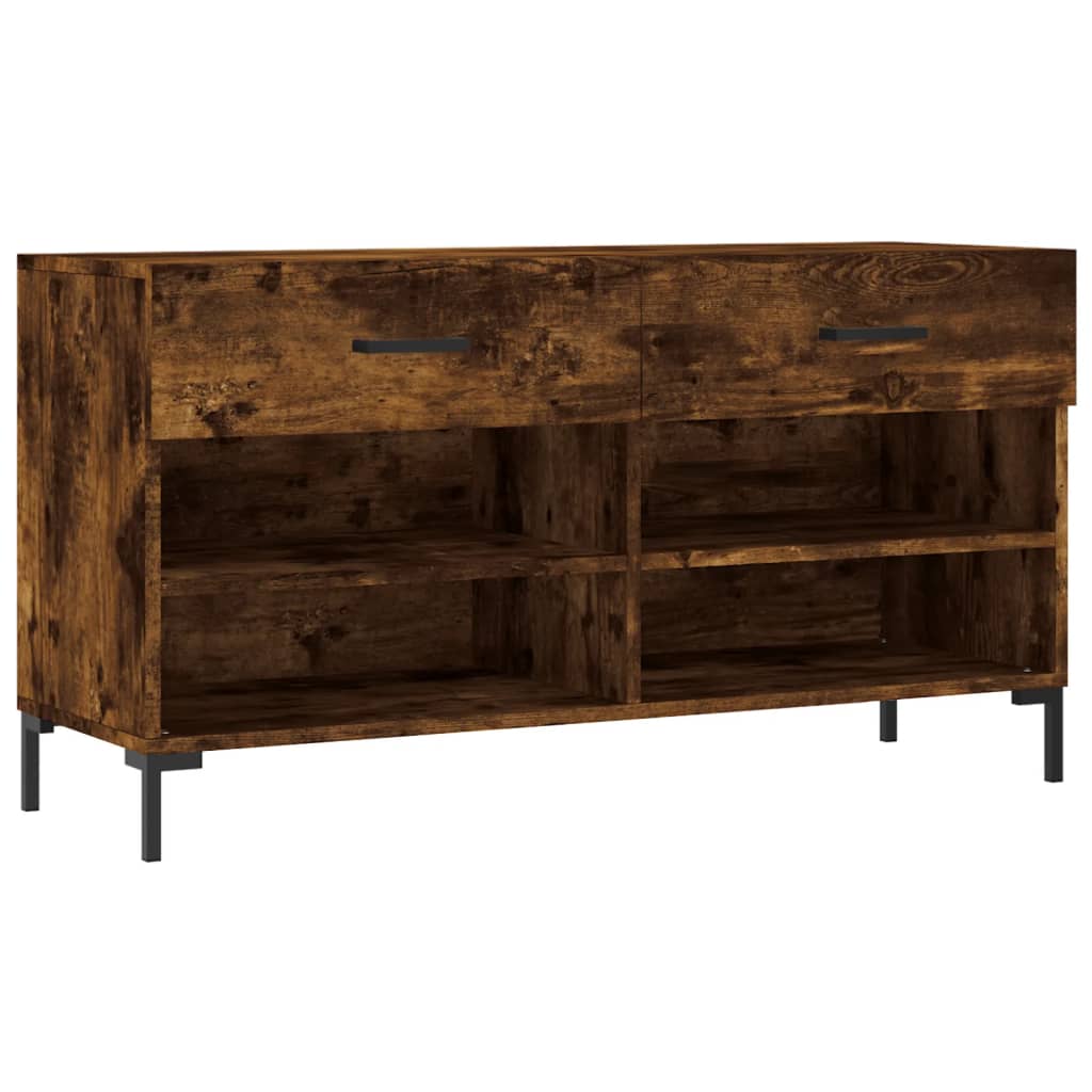 füstös tölgy színű szerelt fa cipőpolc 102x35x55 cm