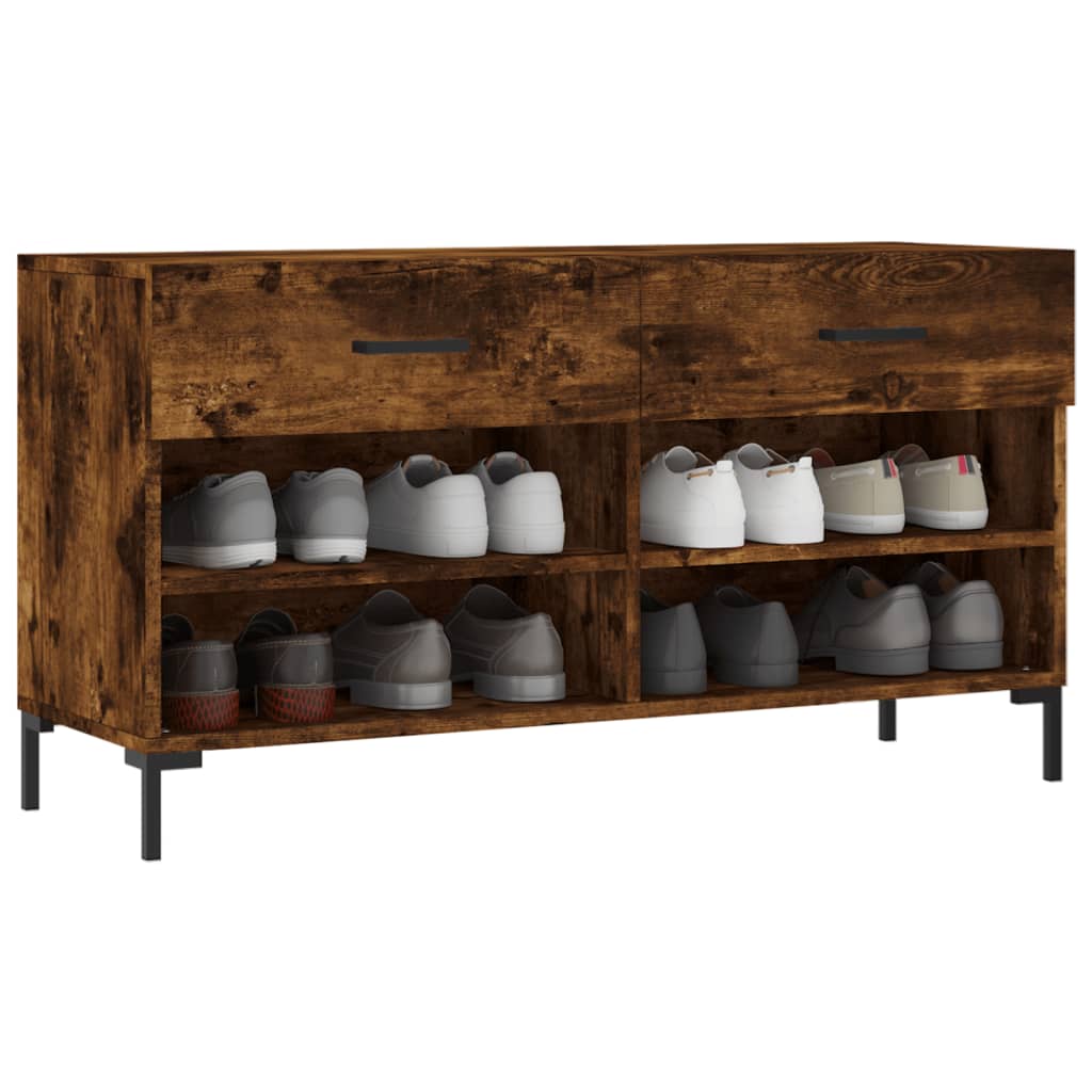 füstös tölgy színű szerelt fa cipőpolc 102x35x55 cm