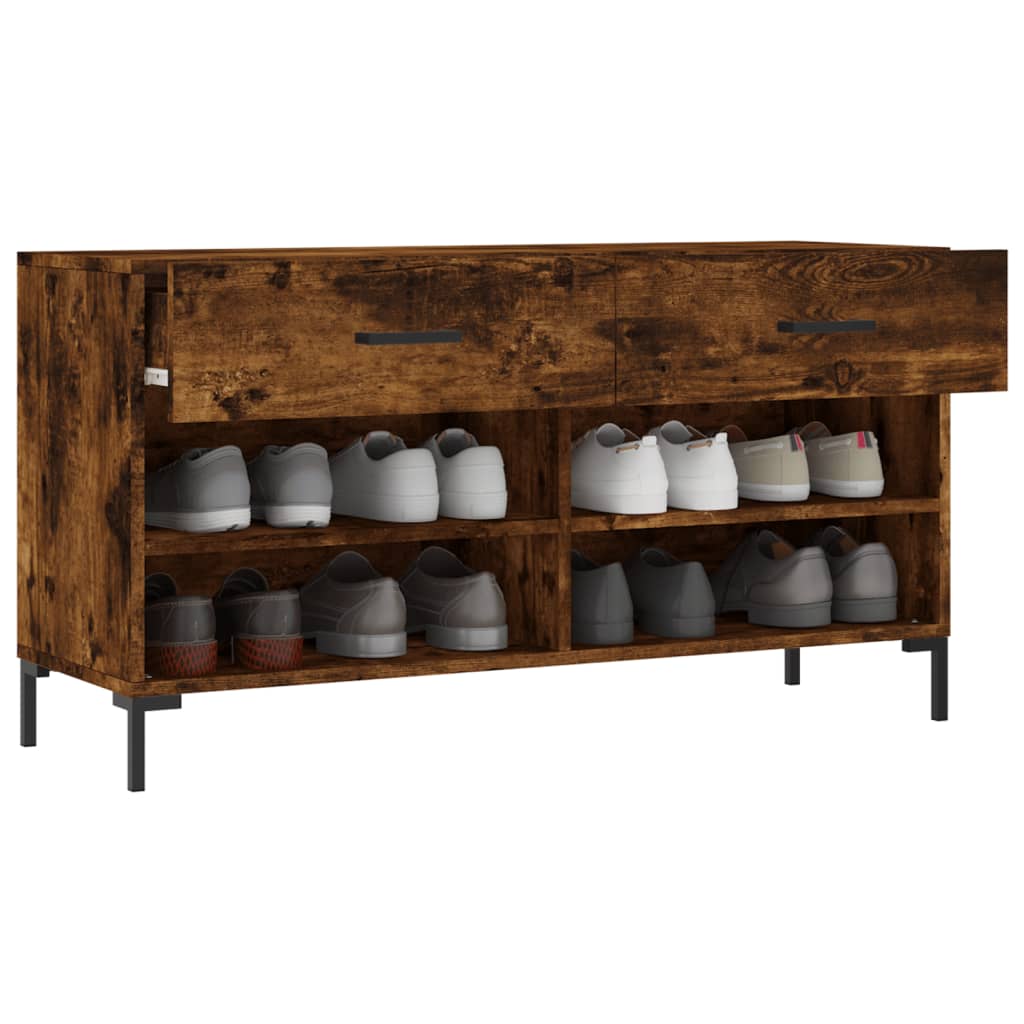 füstös tölgy színű szerelt fa cipőpolc 102x35x55 cm