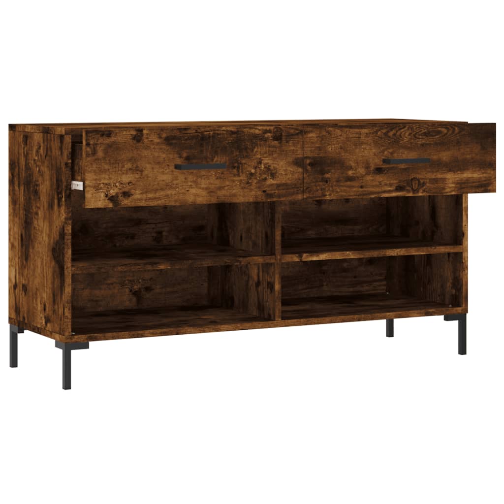 füstös tölgy színű szerelt fa cipőpolc 102x35x55 cm