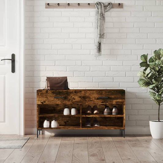 füstös tölgy színű szerelt fa cipőpolc 102x35x55 cm