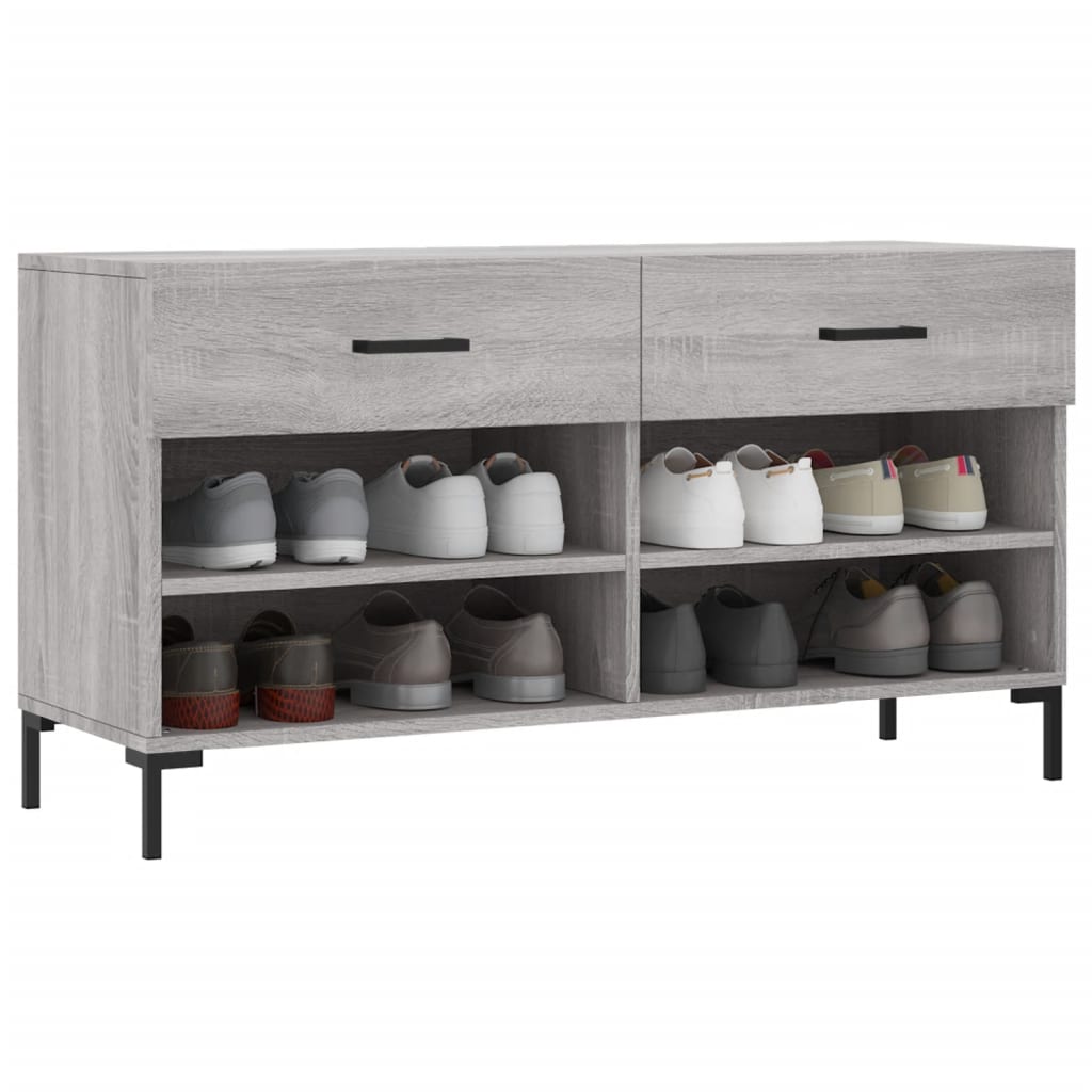 szürke sonoma színű szerelt fa cipőpolc 102 x 35 x 55 cm