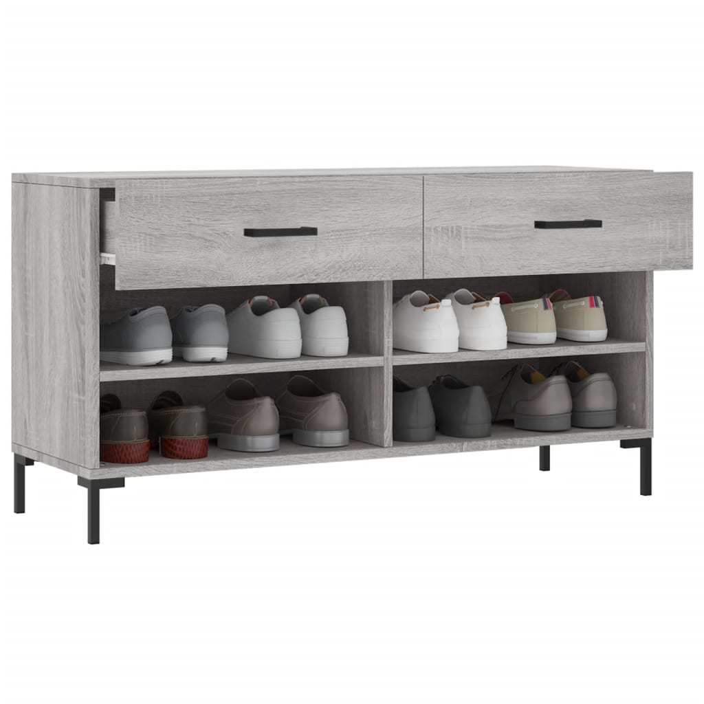 szürke sonoma színű szerelt fa cipőpolc 102 x 35 x 55 cm