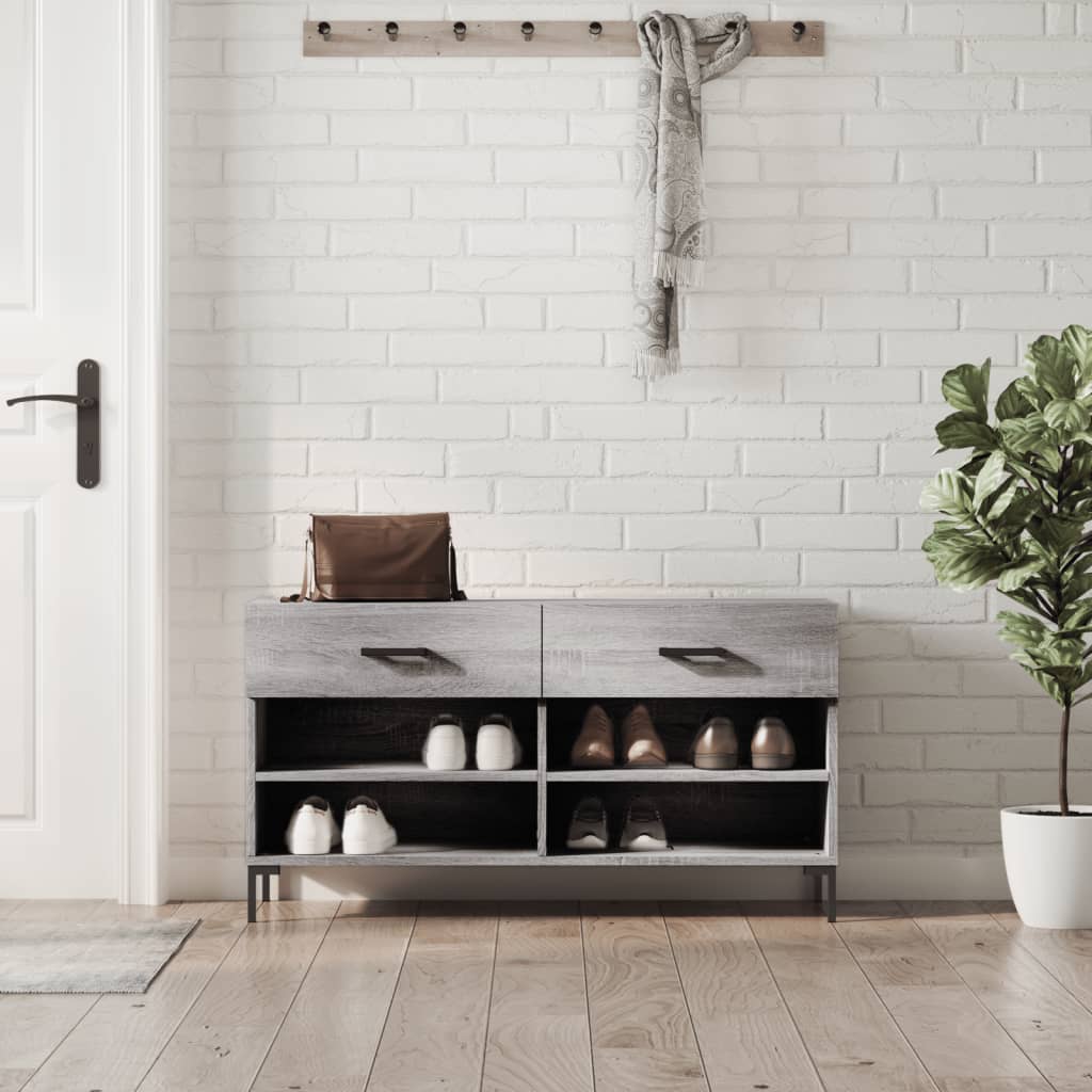szürke sonoma színű szerelt fa cipőpolc 102 x 35 x 55 cm