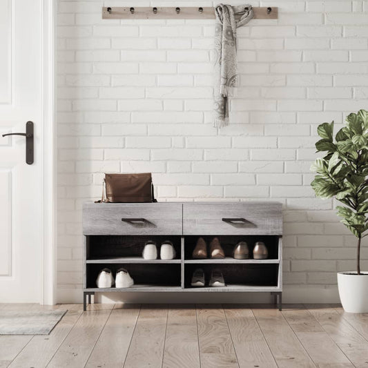 szürke sonoma színű szerelt fa cipőpolc 102 x 35 x 55 cm
