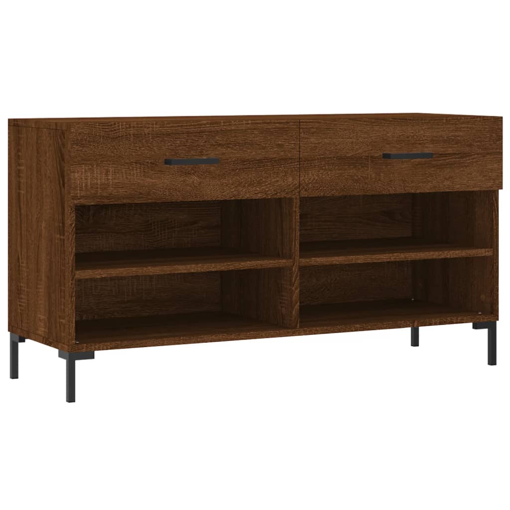 barna tölgy színű szerelt fa cipőpolc 102x35x55 cm
