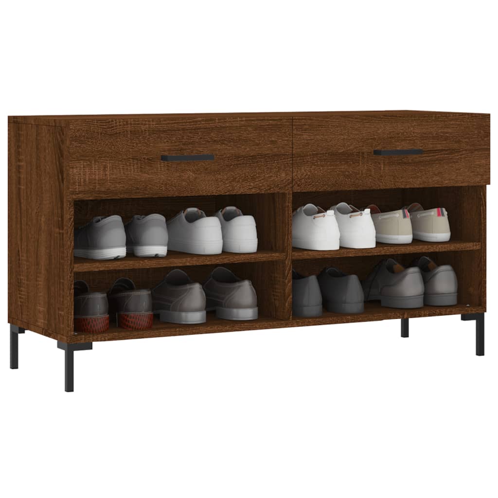 barna tölgy színű szerelt fa cipőpolc 102x35x55 cm