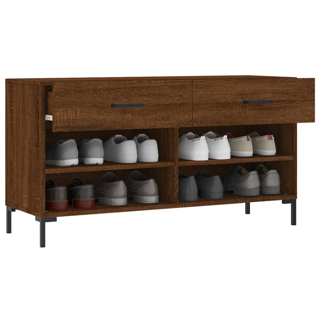 barna tölgy színű szerelt fa cipőpolc 102x35x55 cm