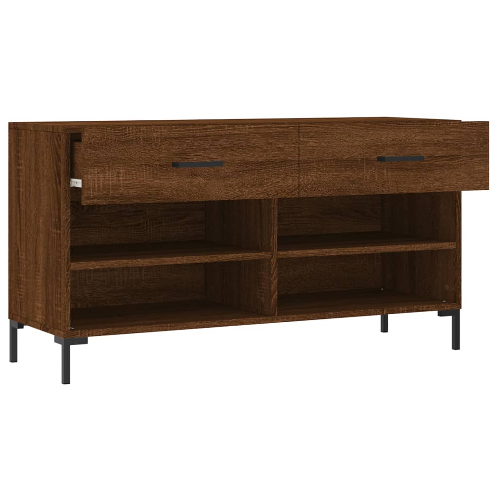 barna tölgy színű szerelt fa cipőpolc 102x35x55 cm