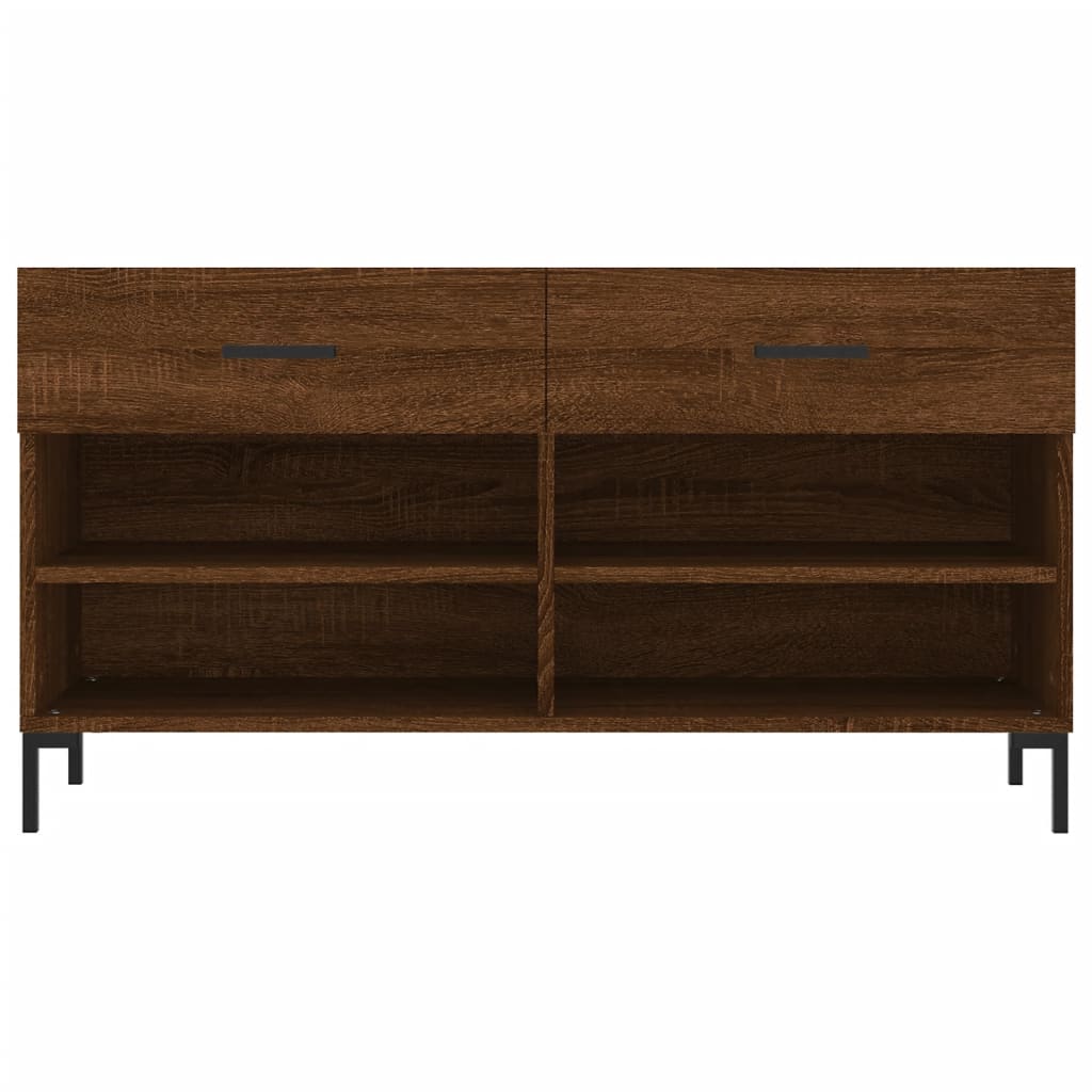 barna tölgy színű szerelt fa cipőpolc 102x35x55 cm