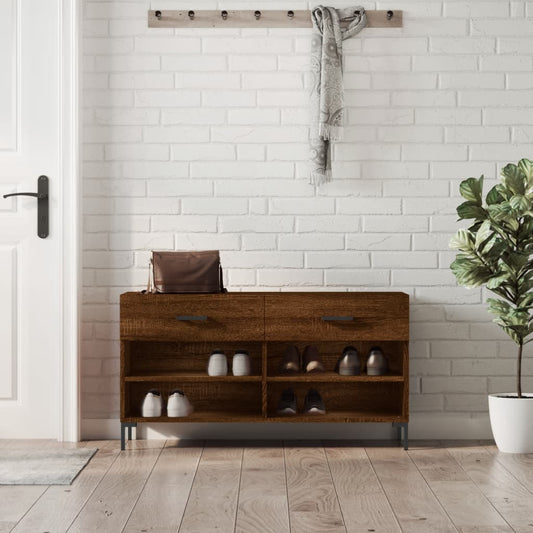 barna tölgy színű szerelt fa cipőpolc 102x35x55 cm