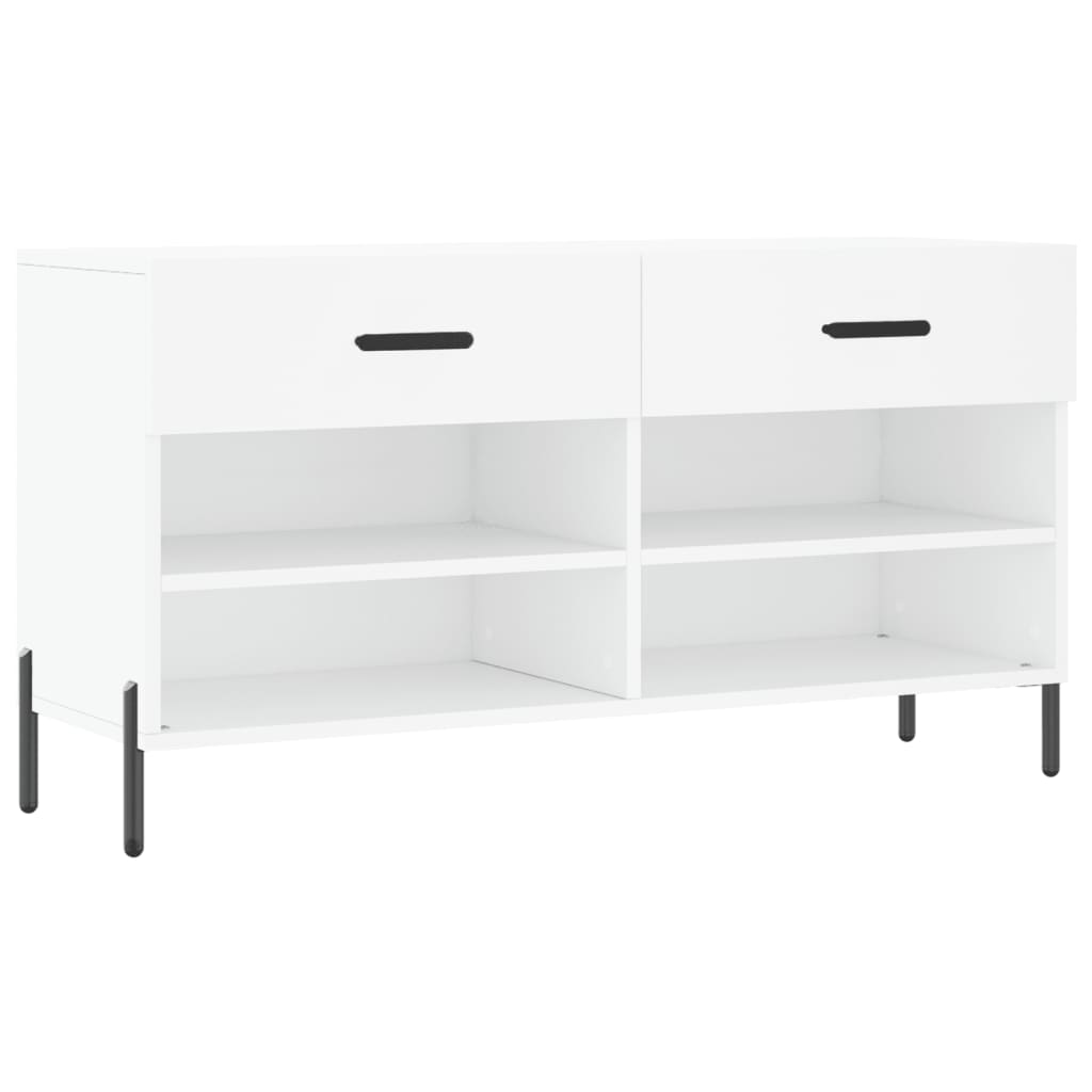fehér szerelt fa cipőpolc 102x35x55 cm