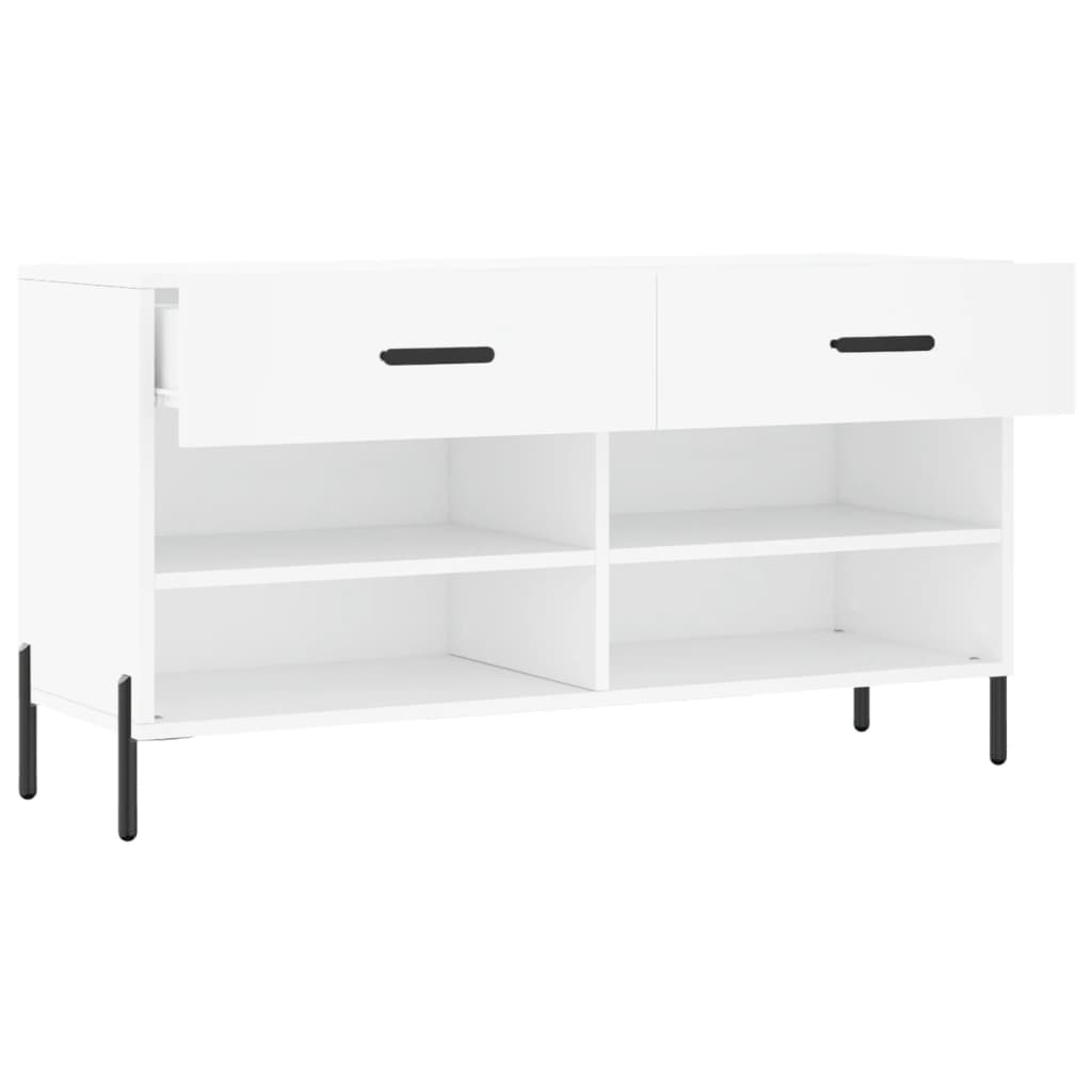fehér szerelt fa cipőpolc 102x35x55 cm