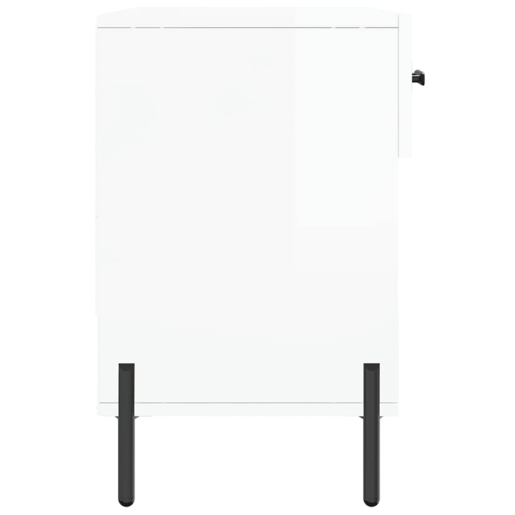 magasfényű fehér szerelt fa cipőpolc 102x35x55 cm