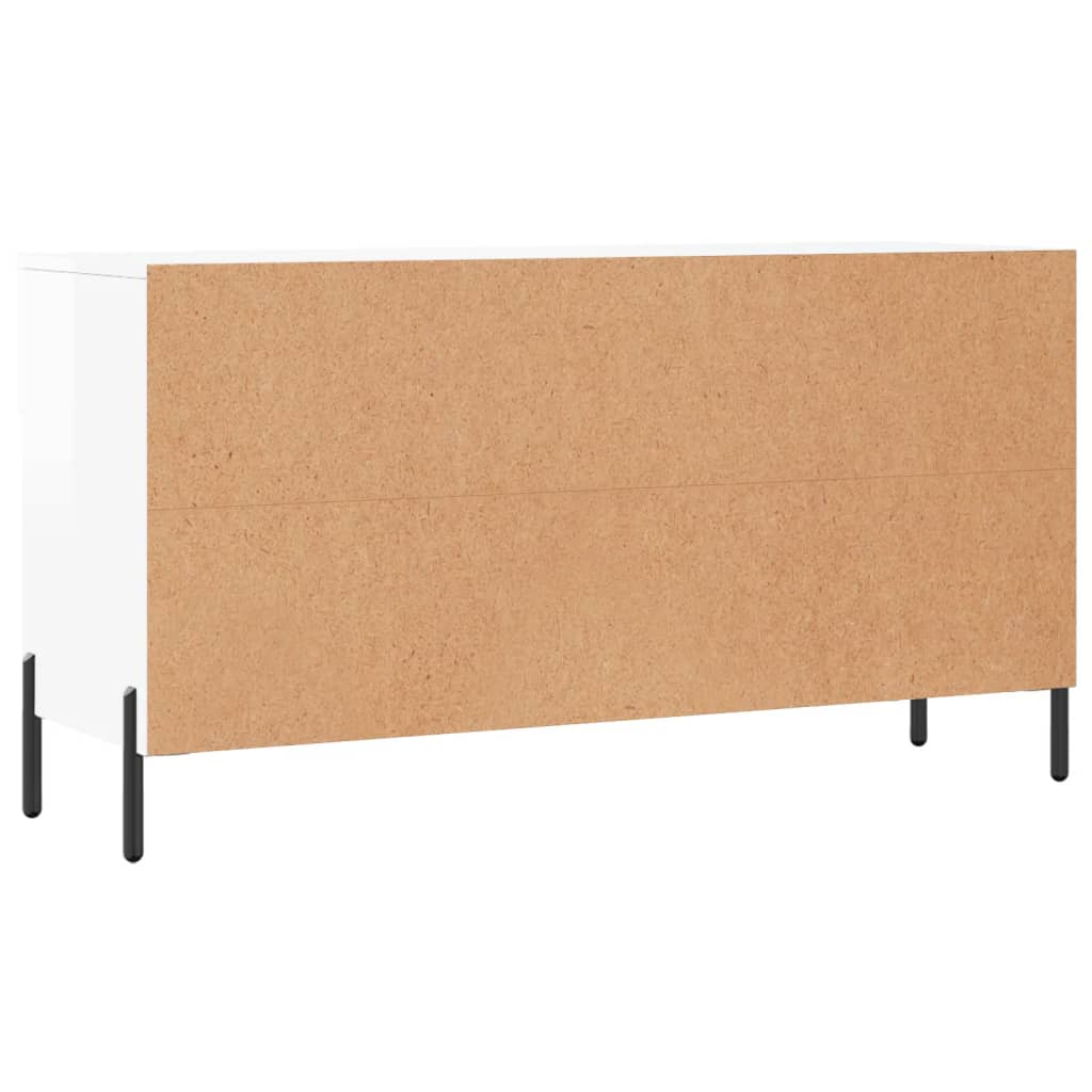 magasfényű fehér szerelt fa cipőpolc 102x35x55 cm