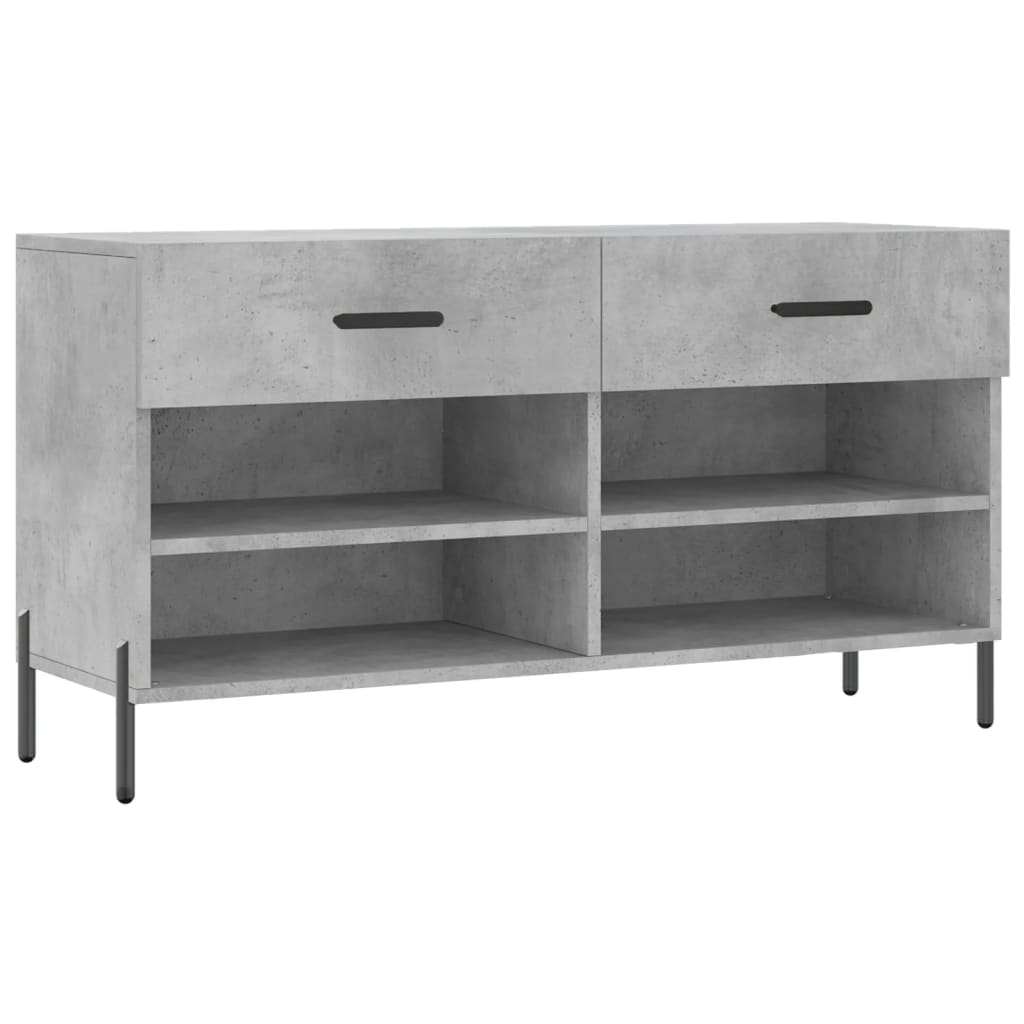 betonszürke szerelt fa cipőpolc 102 x 35 x 55 cm