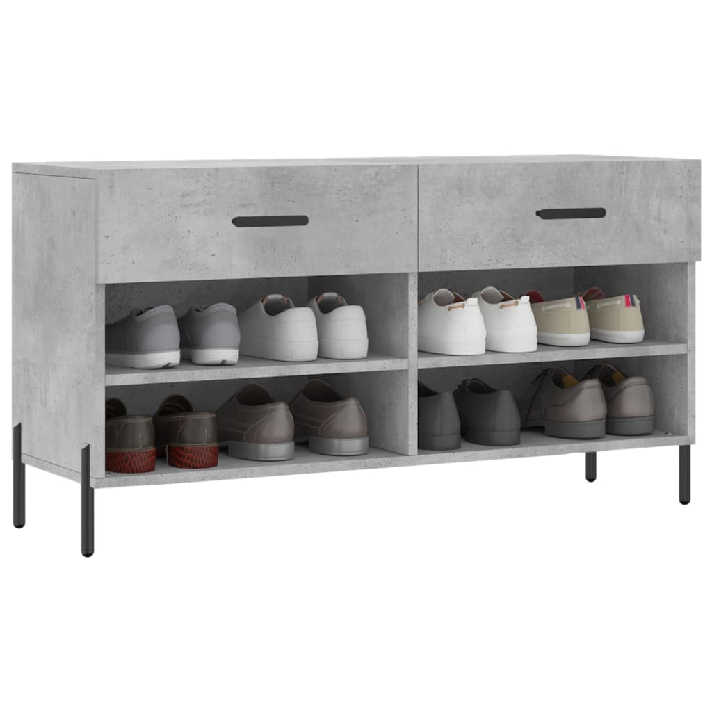 betonszürke szerelt fa cipőpolc 102 x 35 x 55 cm