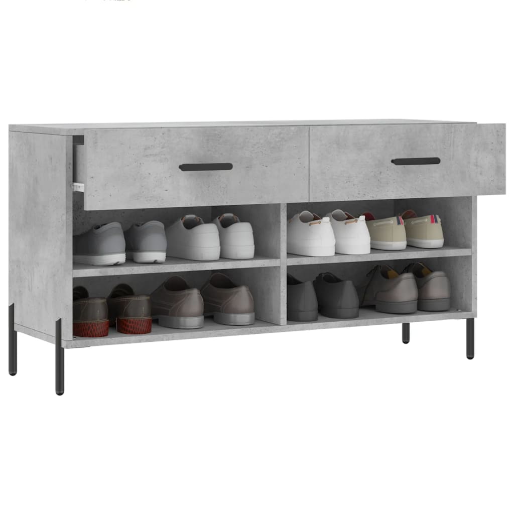 betonszürke szerelt fa cipőpolc 102 x 35 x 55 cm