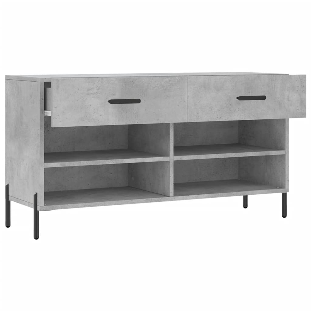 betonszürke szerelt fa cipőpolc 102 x 35 x 55 cm