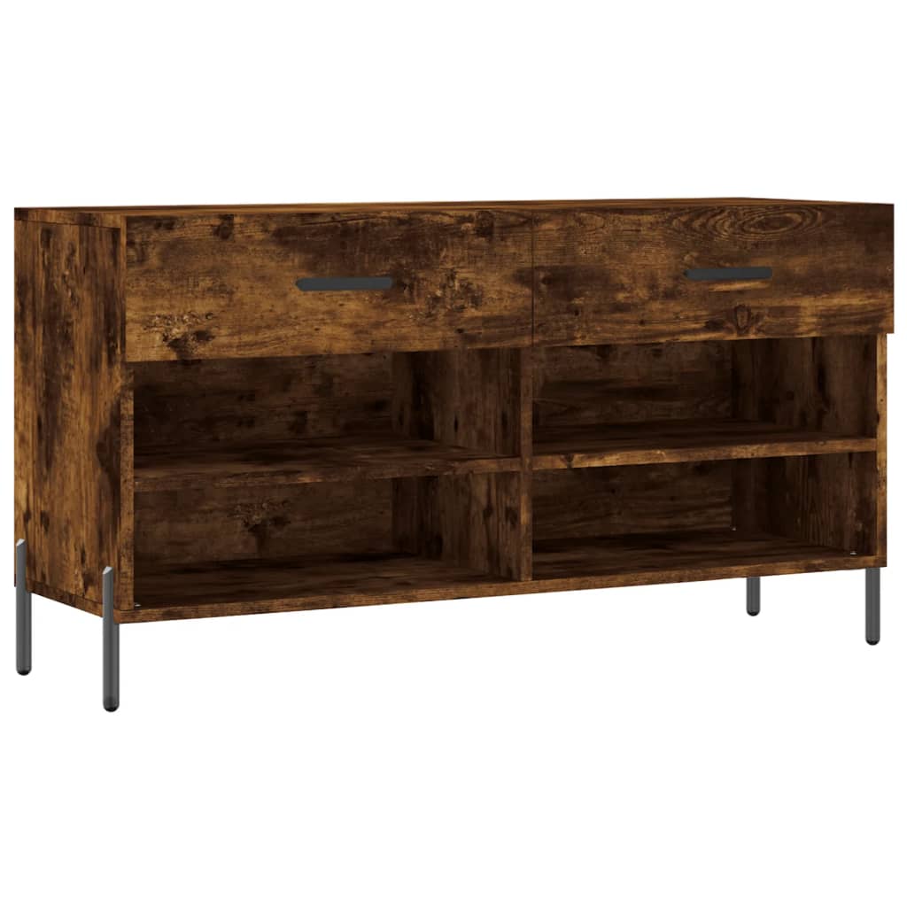 füstös tölgy színű szerelt fa cipőpolc 102x35x55 cm