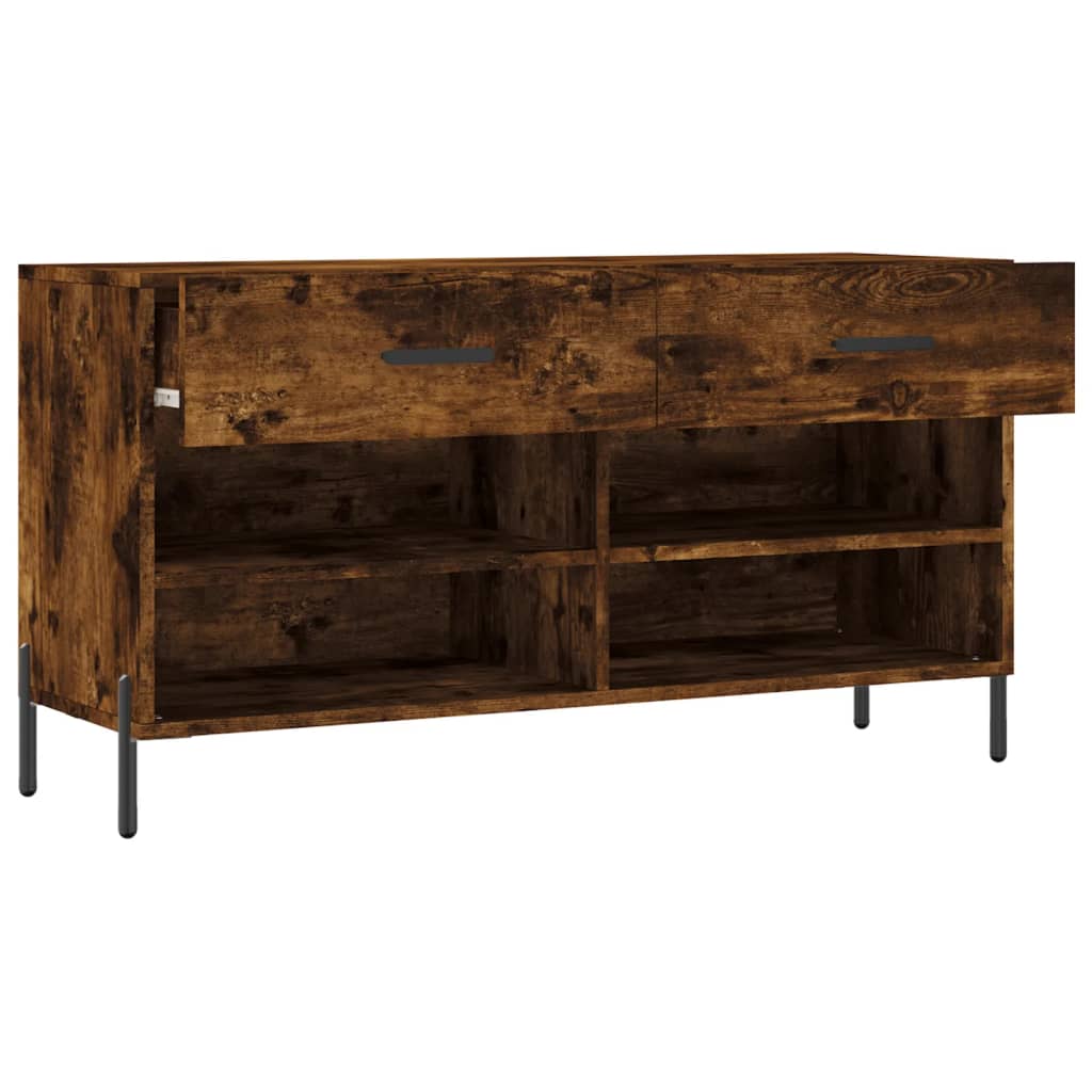füstös tölgy színű szerelt fa cipőpolc 102x35x55 cm