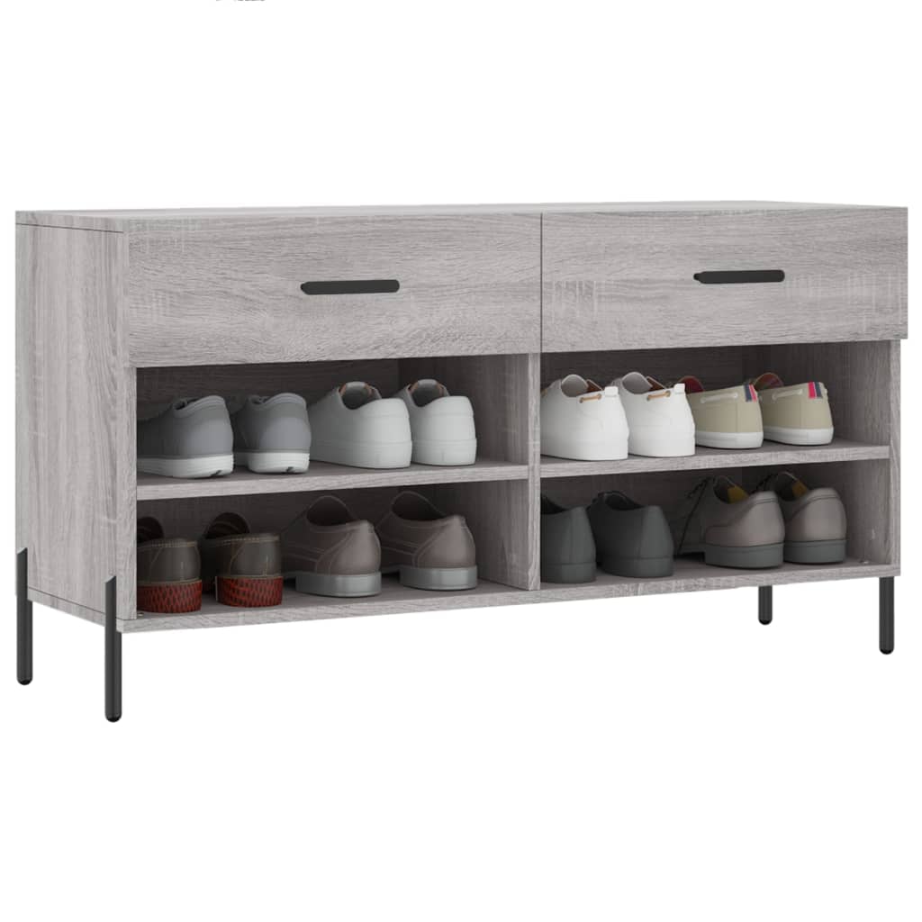 szürke sonoma színű szerelt fa cipőpolc 102 x 35 x 55 cm