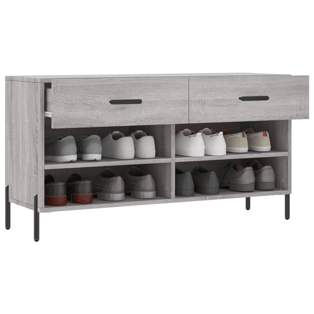 szürke sonoma színű szerelt fa cipőpolc 102 x 35 x 55 cm