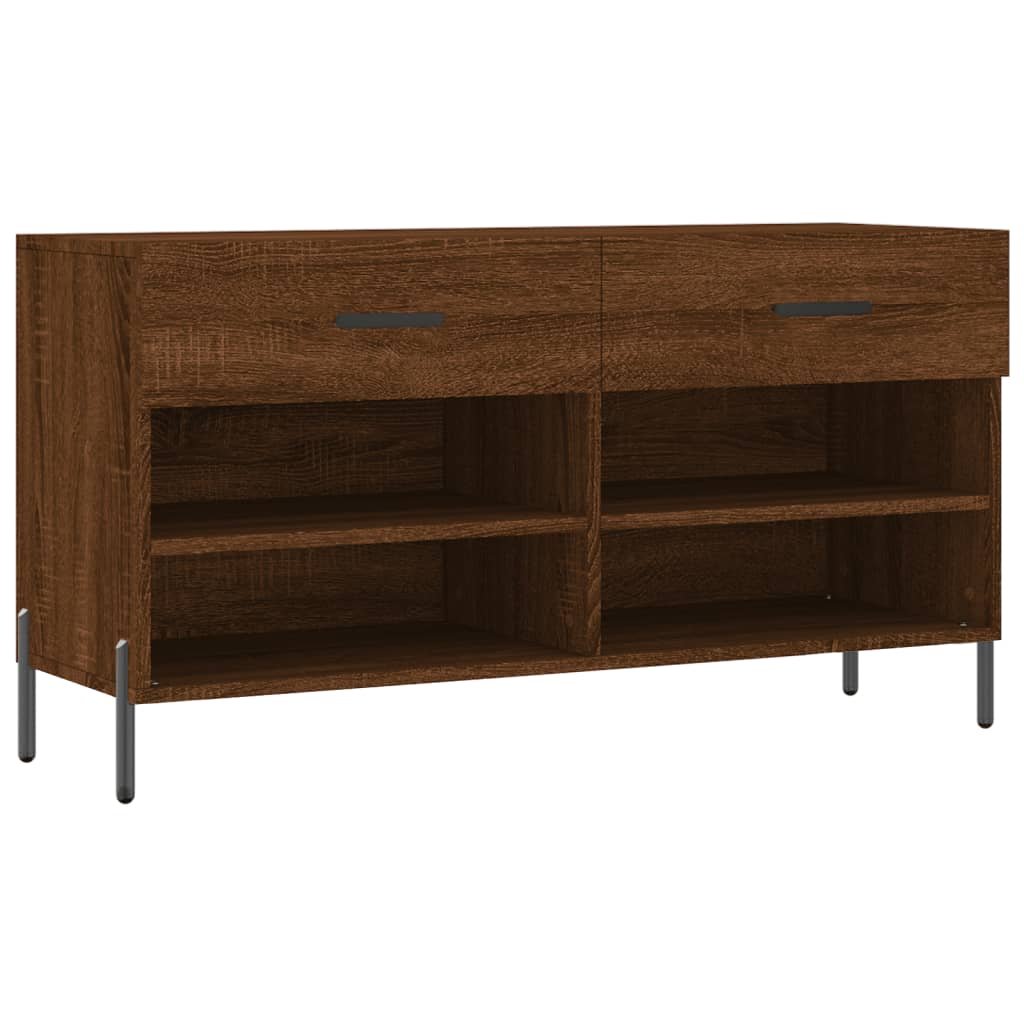 barna tölgy színű szerelt fa cipőpolc 102x35x55 cm
