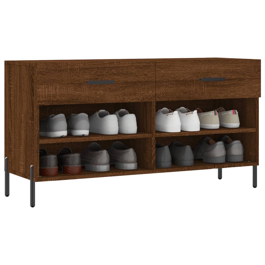 barna tölgy színű szerelt fa cipőpolc 102x35x55 cm