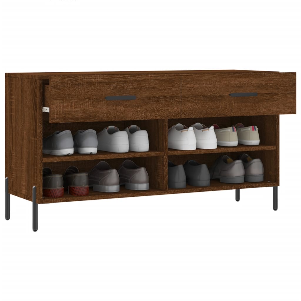 barna tölgy színű szerelt fa cipőpolc 102x35x55 cm