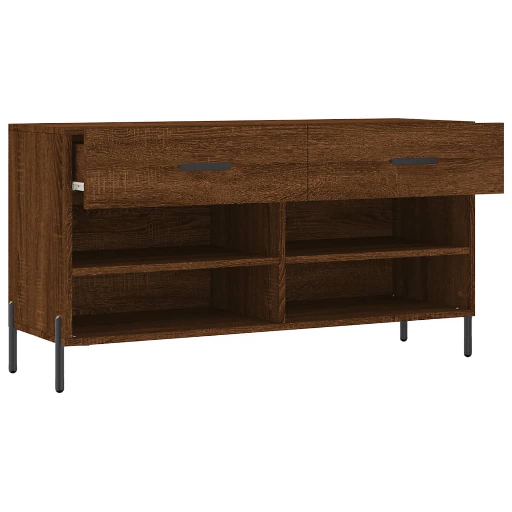 barna tölgy színű szerelt fa cipőpolc 102x35x55 cm