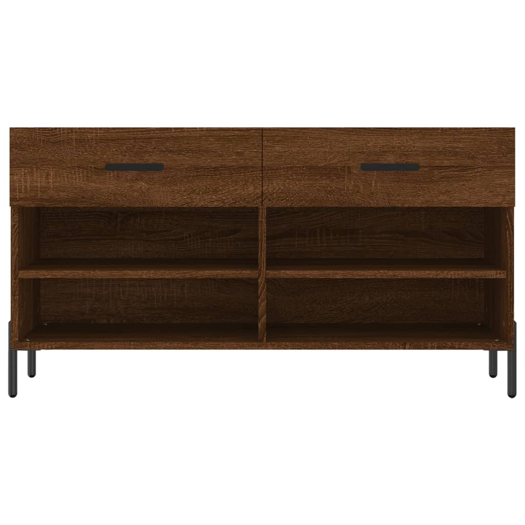 barna tölgy színű szerelt fa cipőpolc 102x35x55 cm