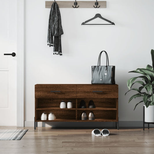 barna tölgy színű szerelt fa cipőpolc 102x35x55 cm