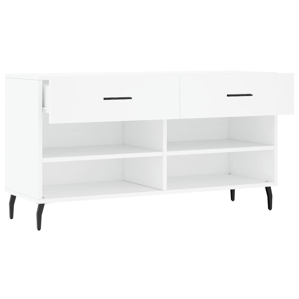 fehér szerelt fa cipőpolc 102x35x55 cm