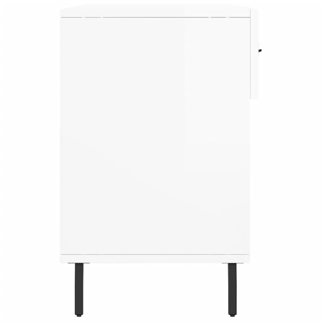 magasfényű fehér szerelt fa cipőpolc 102x35x55 cm