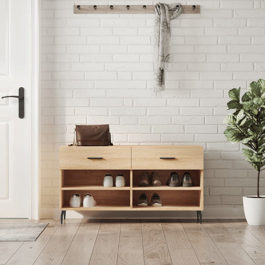 sonoma tölgy színű szerelt fa cipőpolc 102x35x55 cm