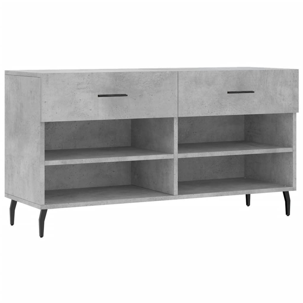 betonszürke szerelt fa cipőpolc 102 x 35 x 55 cm