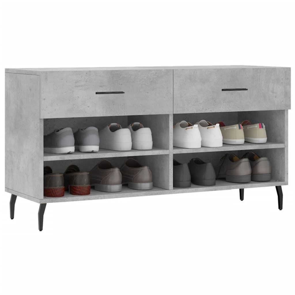 betonszürke szerelt fa cipőpolc 102 x 35 x 55 cm