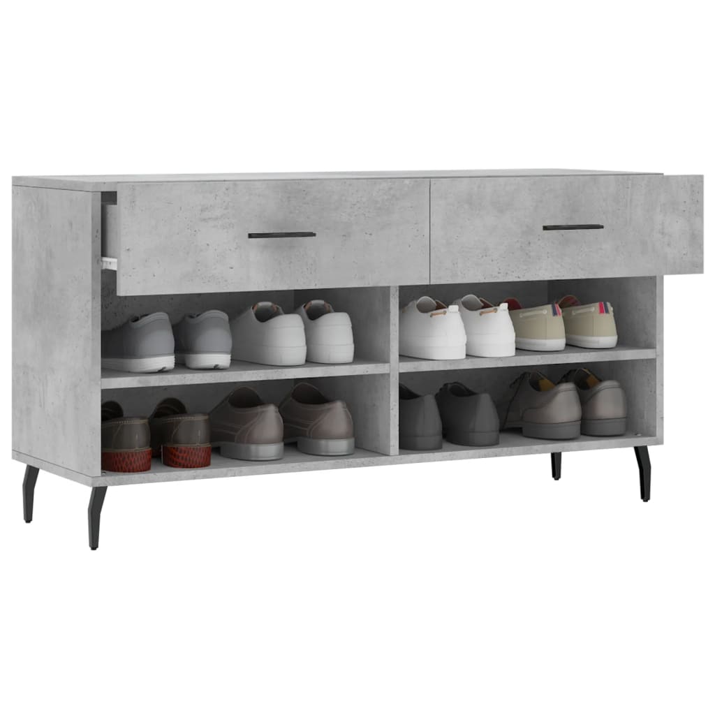 betonszürke szerelt fa cipőpolc 102 x 35 x 55 cm