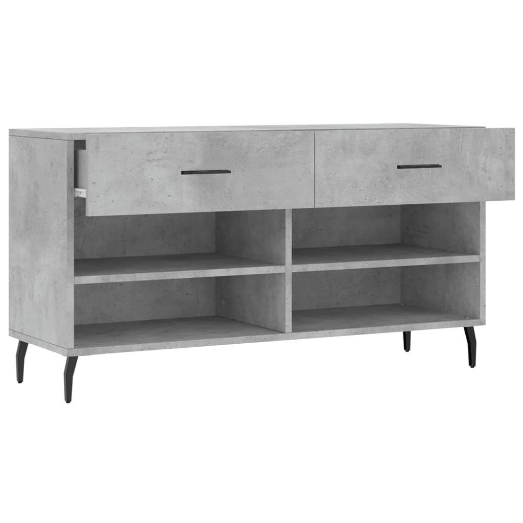 betonszürke szerelt fa cipőpolc 102 x 35 x 55 cm