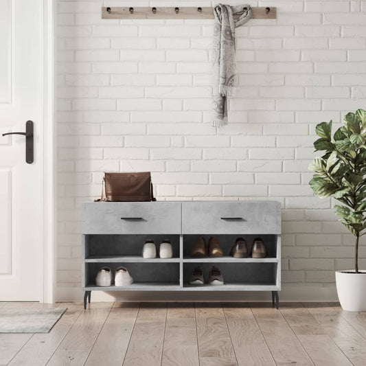 betonszürke szerelt fa cipőpolc 102 x 35 x 55 cm