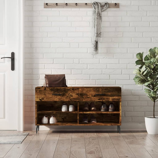 füstös tölgy színű szerelt fa cipőpolc 102x35x55 cm
