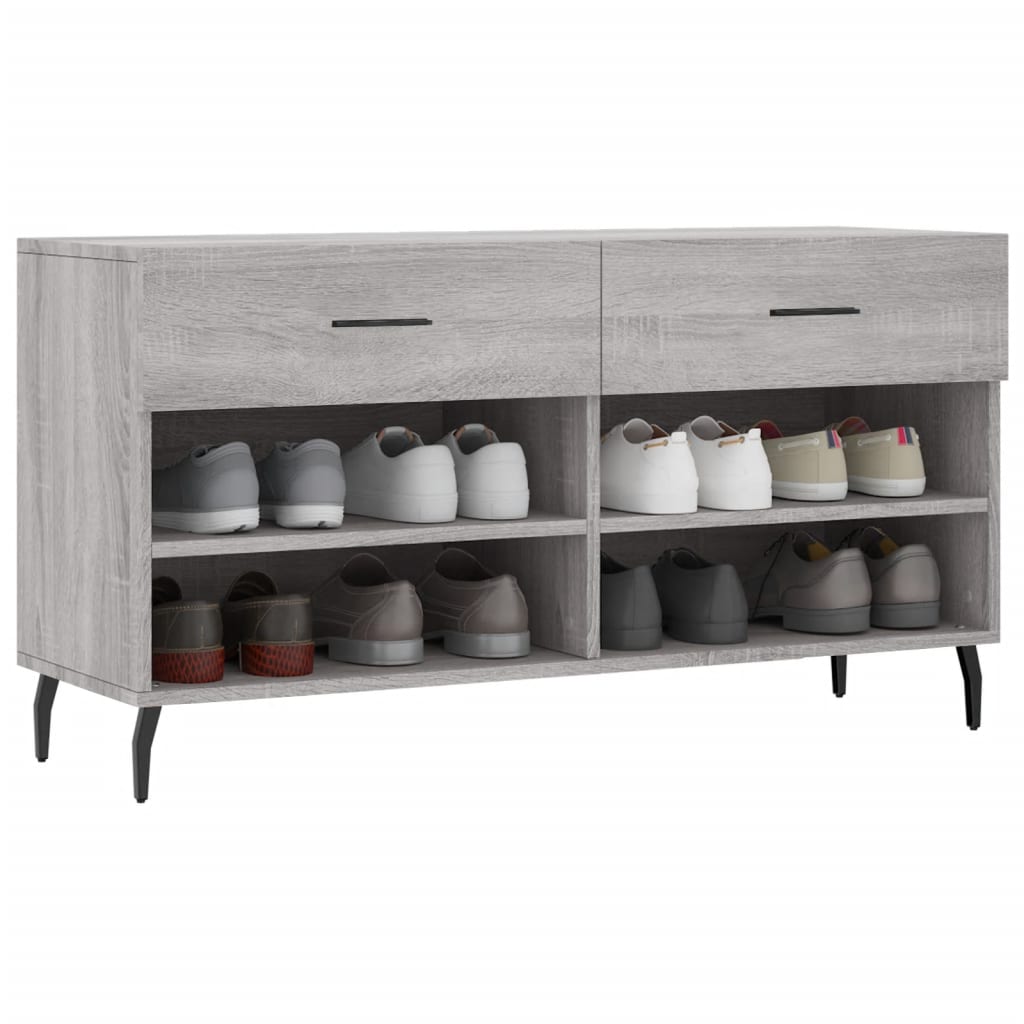 szürke sonoma színű szerelt fa cipőpolc 102 x 35 x 55 cm