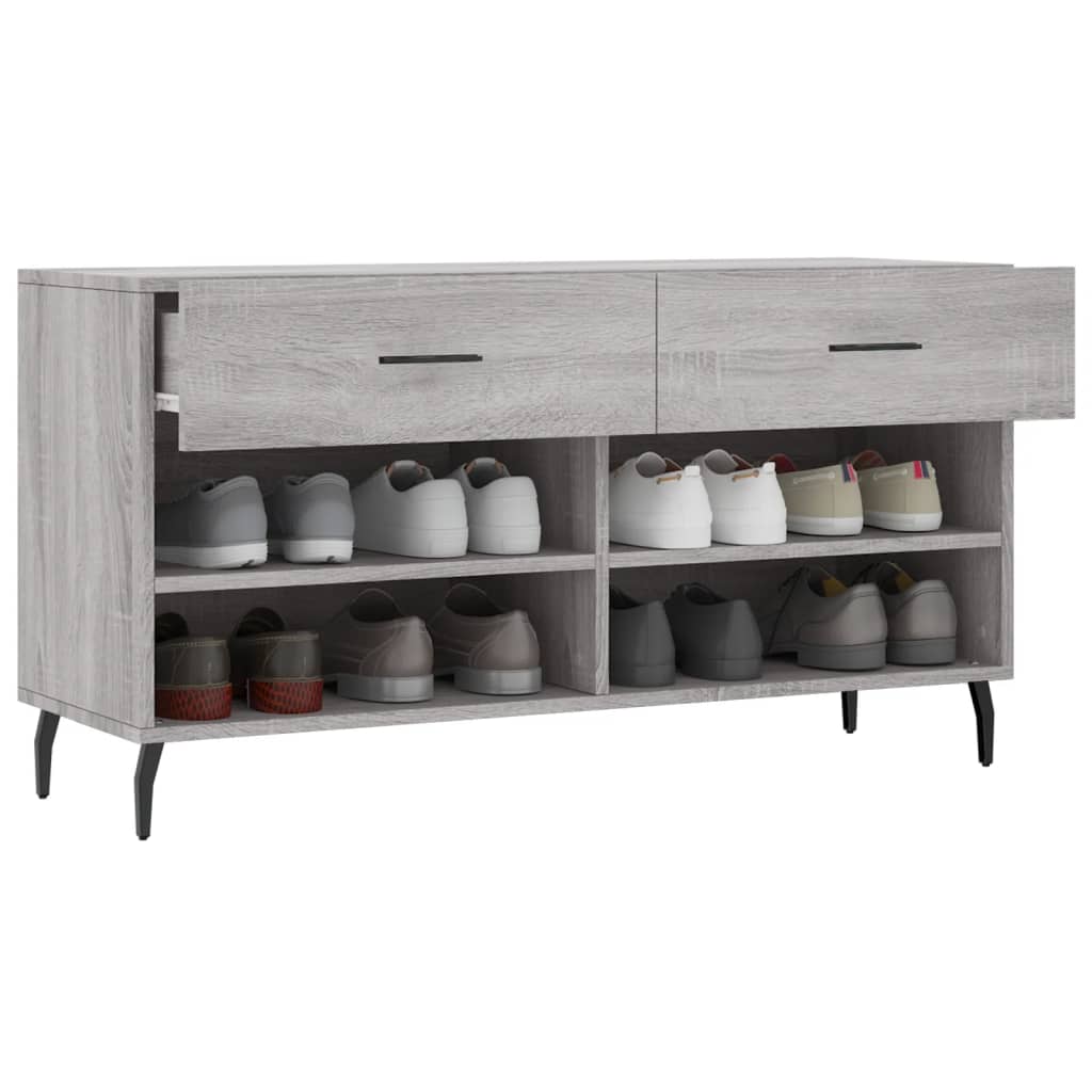 szürke sonoma színű szerelt fa cipőpolc 102 x 35 x 55 cm