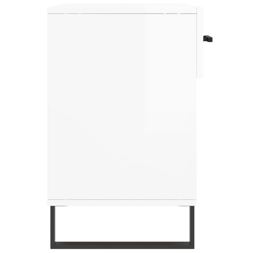 magasfényű fehér szerelt fa cipőpolc 102x35x55 cm