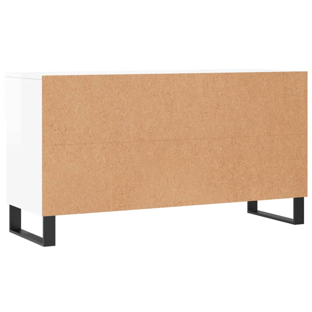 magasfényű fehér szerelt fa cipőpolc 102x35x55 cm