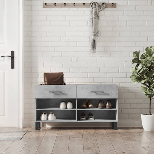 betonszürke szerelt fa cipőpolc 102 x 35 x 55 cm