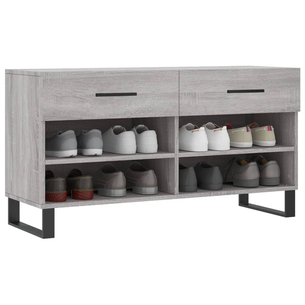 szürke sonoma színű szerelt fa cipőpolc 102 x 35 x 55 cm