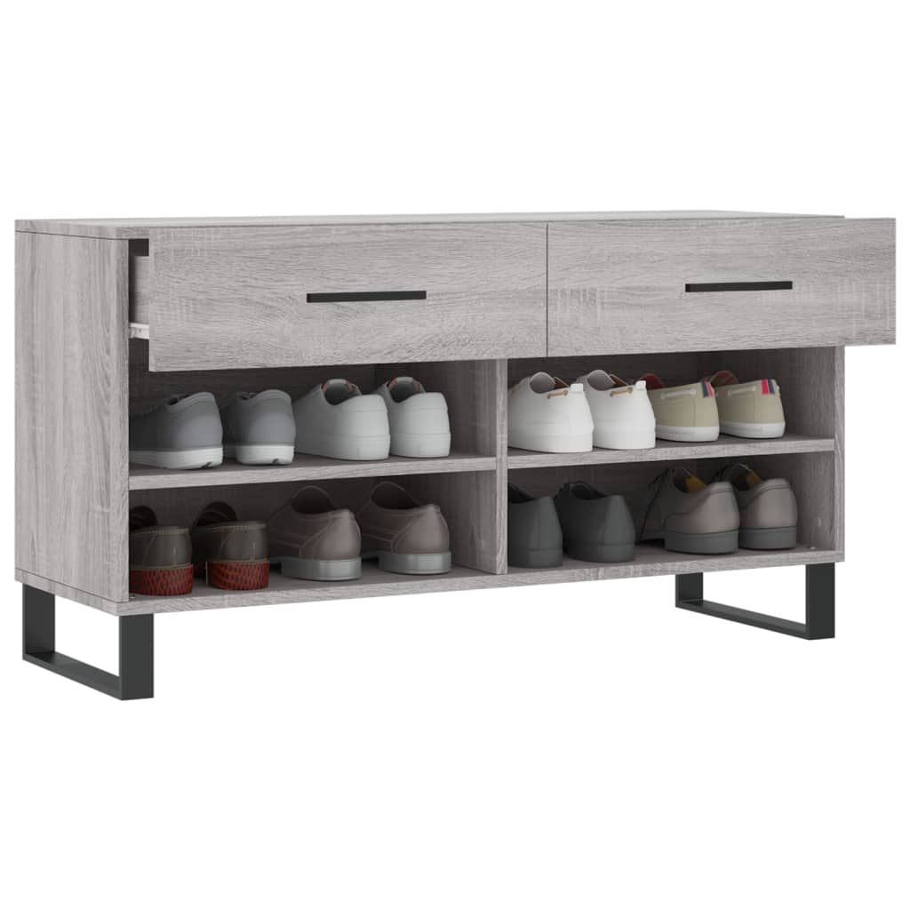 szürke sonoma színű szerelt fa cipőpolc 102 x 35 x 55 cm